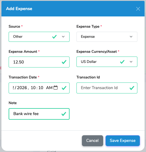 KMSWorld expense form