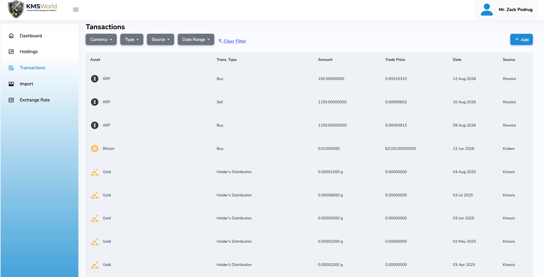 KMSWorld transactions